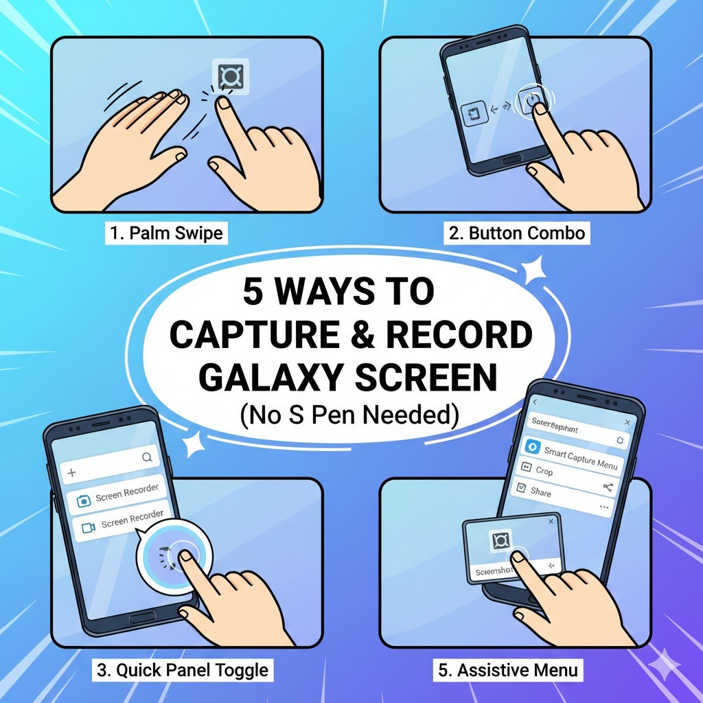 갤럭시 화면 캡처 및 녹화 5가지 방법 총정리 (S펜 없이도 가능)